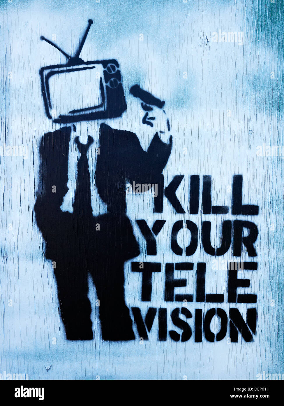 Kill your television, Graffiti on fence UK Stock Photo Alamy