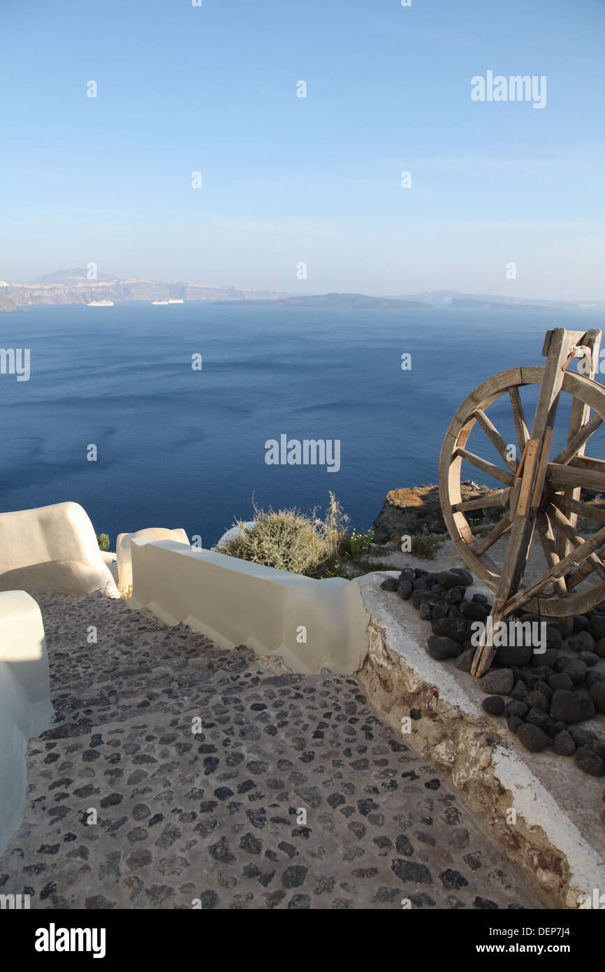 Spinning wheel on Santorini island (Greece Stock Photo Alamy