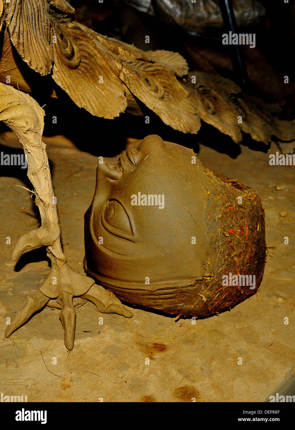 Durga, Sculpture, Face, Mask, Durga Pooja, Bengali, Indian Stock Photo