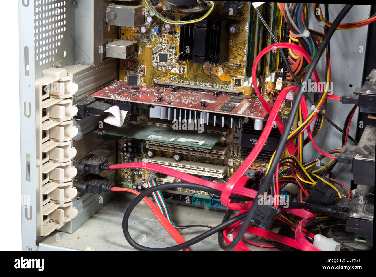 Inside PC , an opened computer Stock Photo