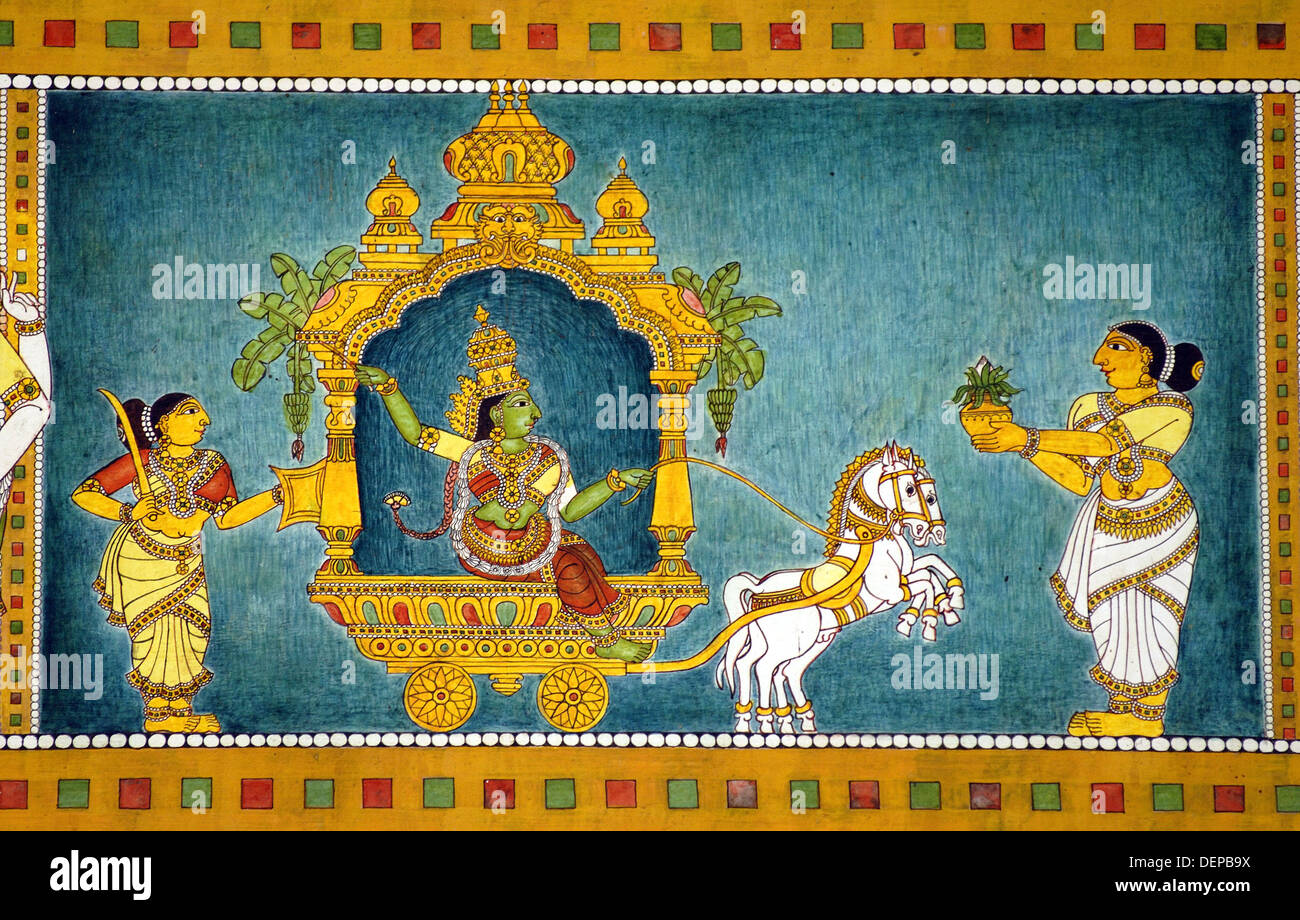 Murals of Thiruvilayadal Puranam (Lord Shivas Game, the collection of 64  stories, composed by Paranjyoti Munivar) in Sri Stock Photo - Alamy