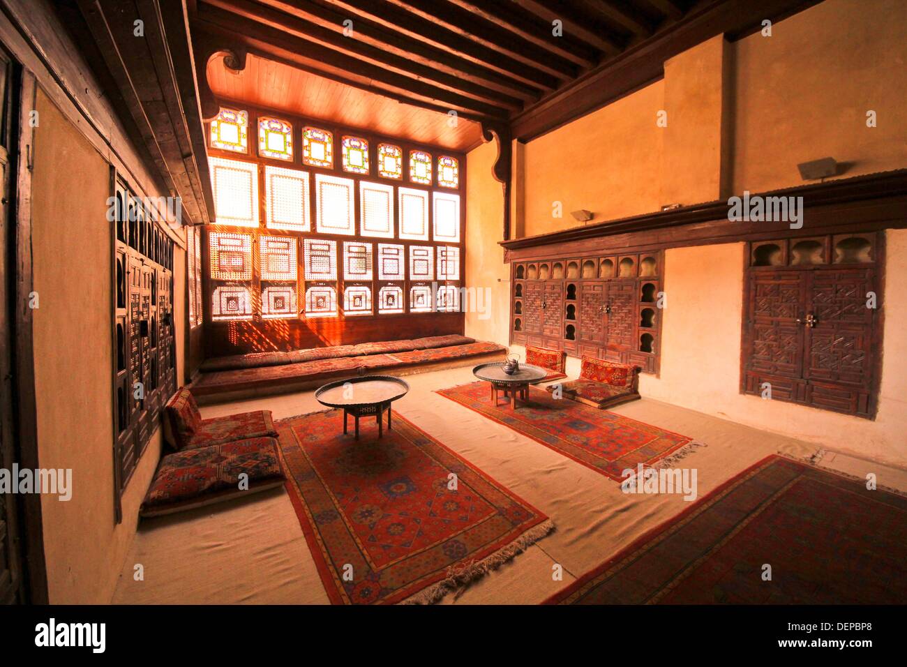 Old Arabic room in houses of Beyt elSahemy,Cairo, Egypt Stock Photo