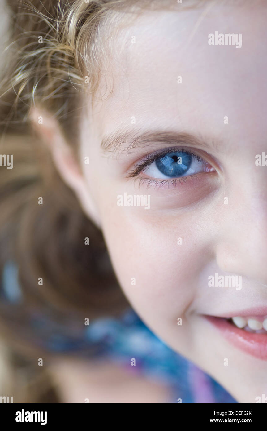 Close up half face girl hi-res stock photography and images - Alamy