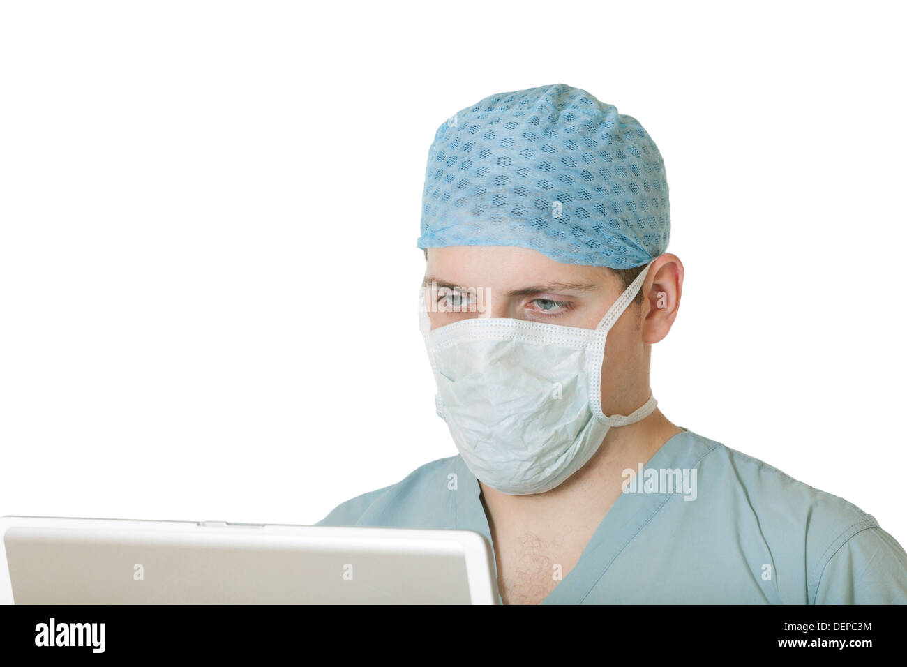 Doctor looking at computer monitor Stock Photo