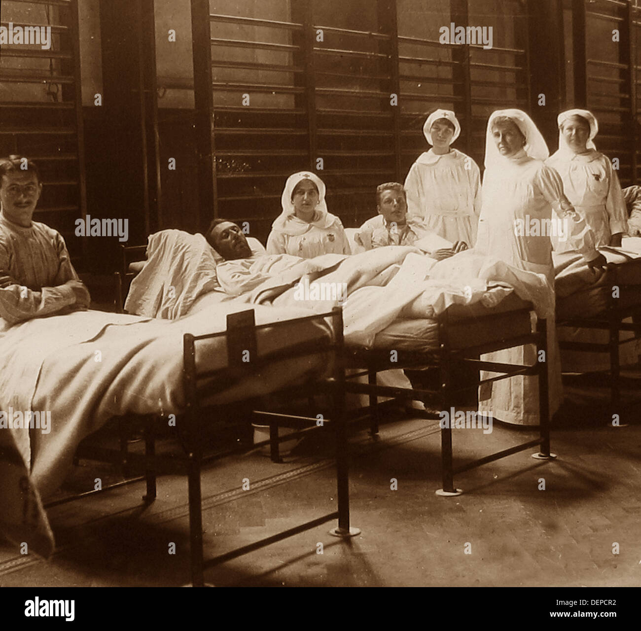 Gymnasium used as a hospital during WW1 Stock Photo