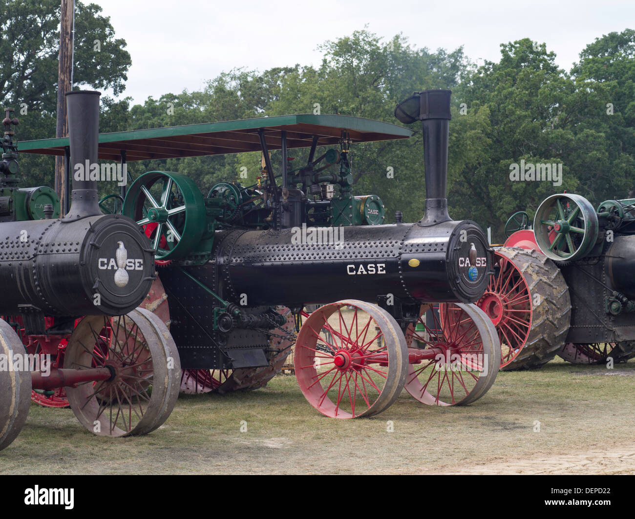 Antique J.I. Case steam tractors; Rock River Thresheree, Edgerton, WI; 2 Sept 2013 Stock Photo