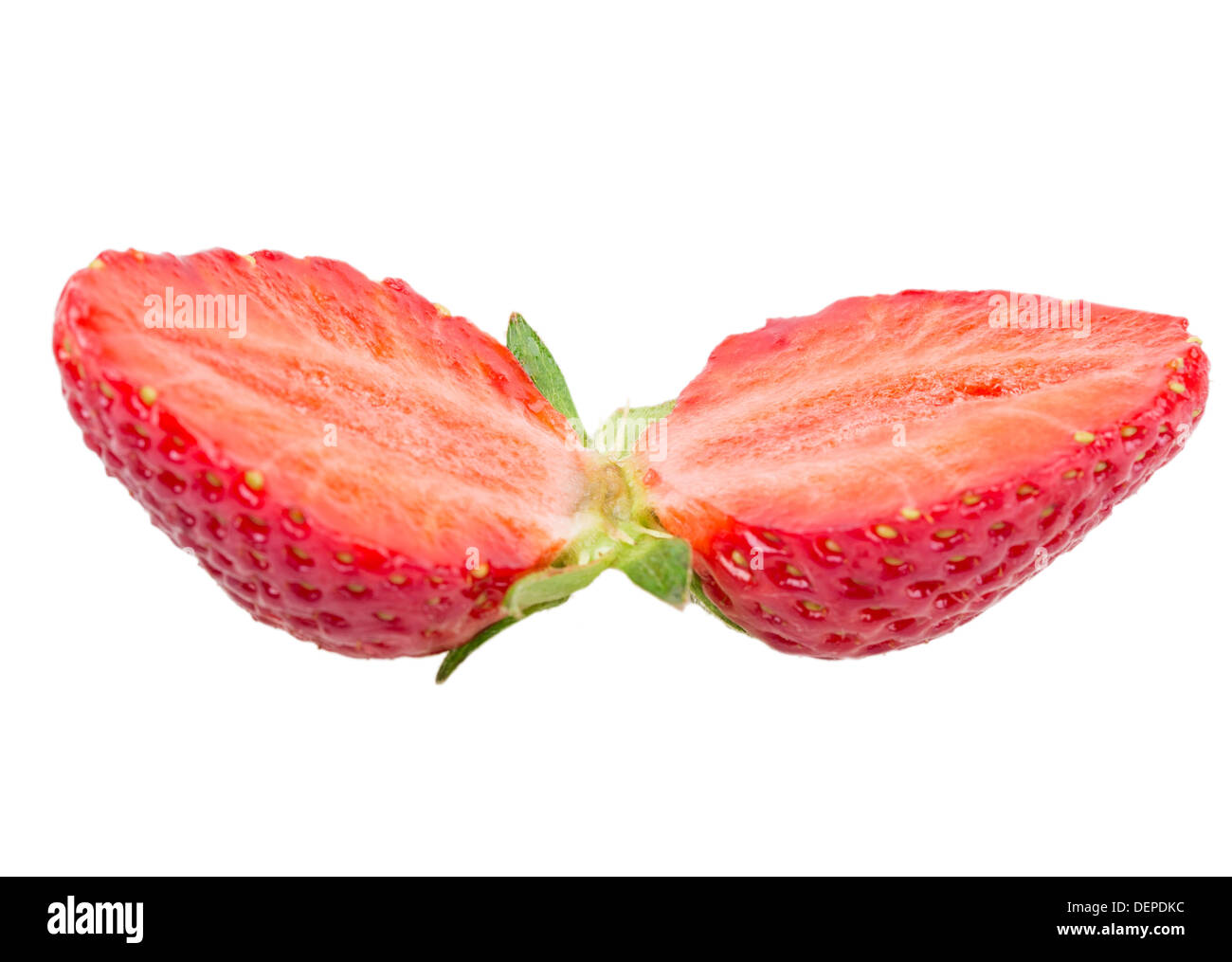 juicy ripe strawberries with leaves on a white background Stock Photo ...