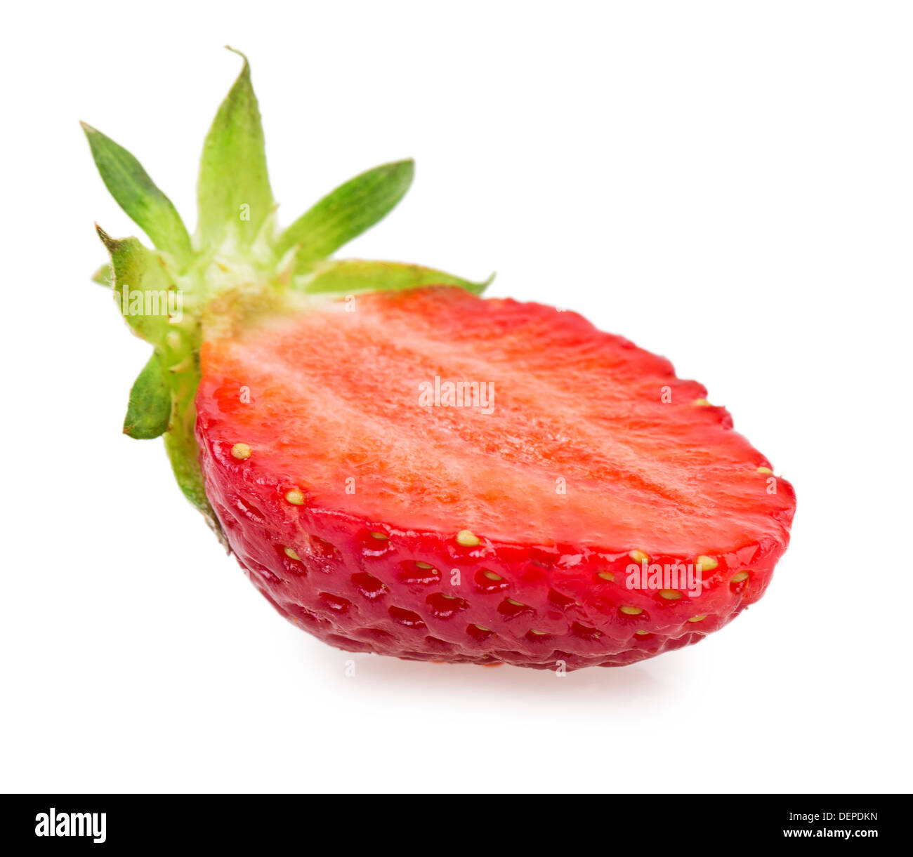 juicy ripe strawberries with leaves on a white background Stock Photo ...