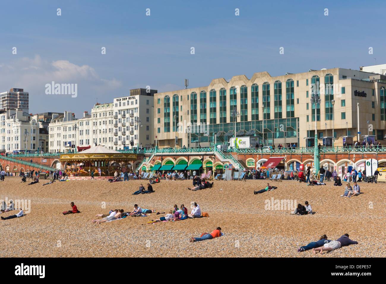 King´s Road Arches and seaside esplanade, Brighton, East Sussex, England, UK. Stock Photo