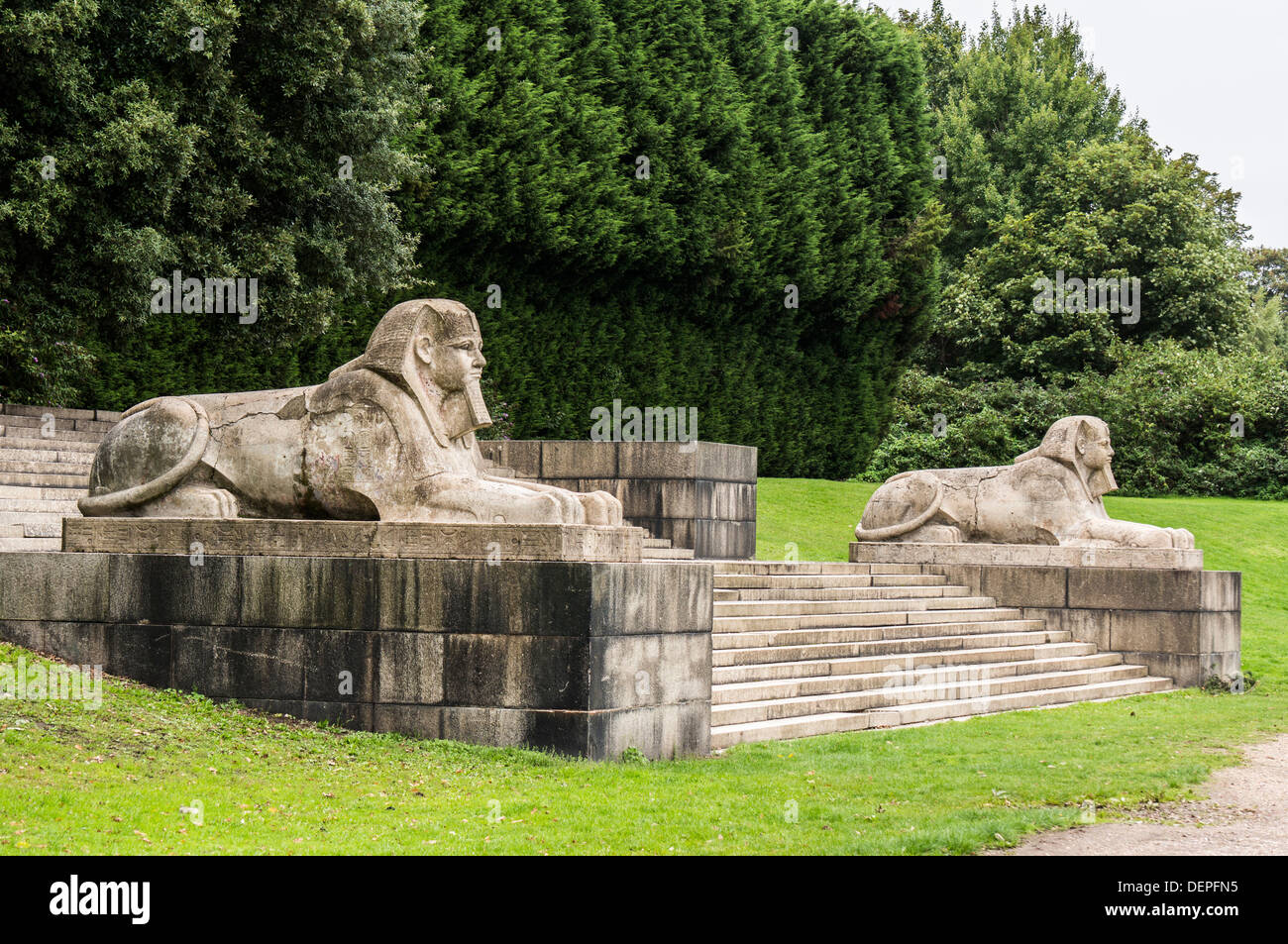 Stone sphinx statues, Crystal Palace park, London, England. Stock Photo