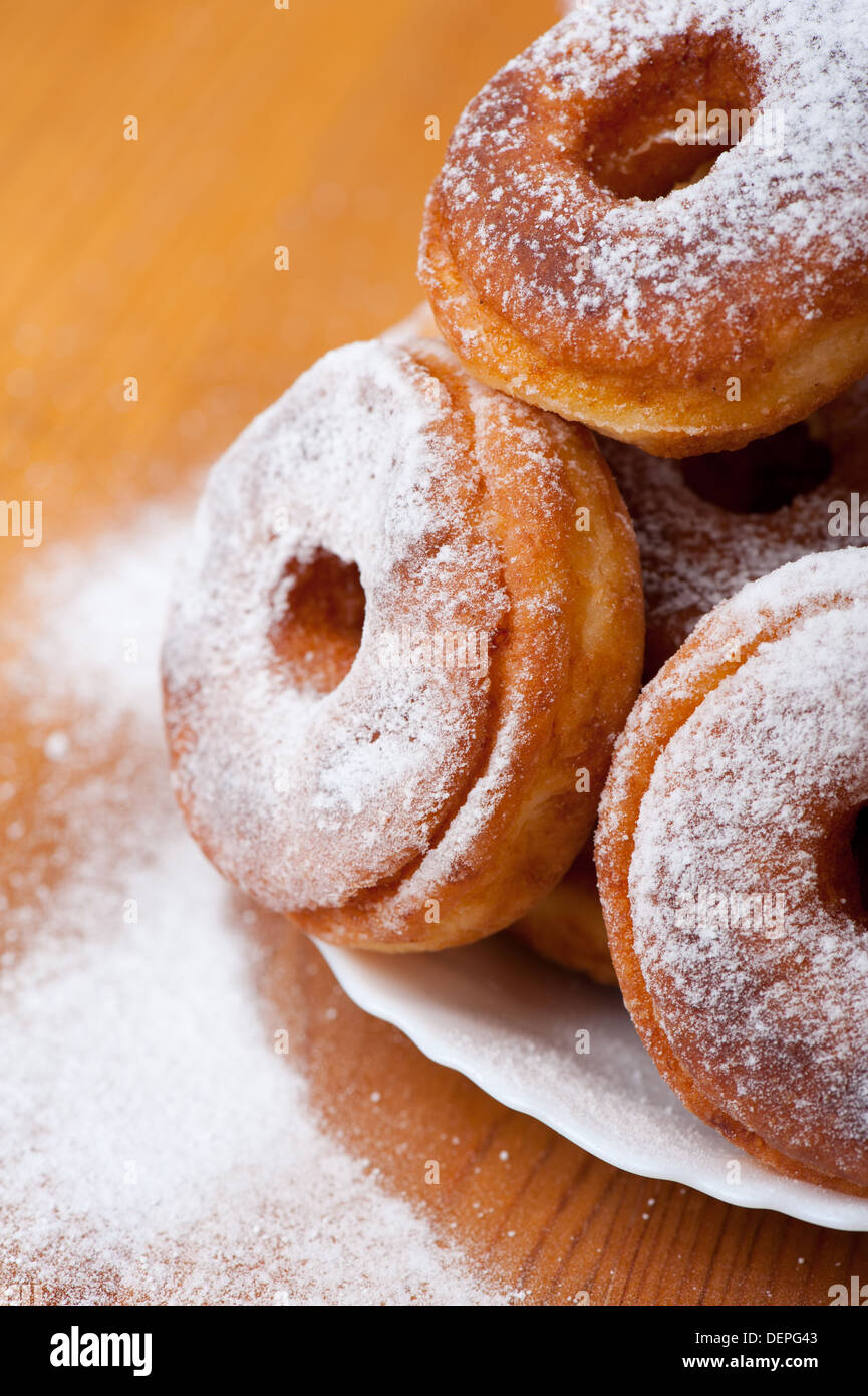 Detail of doughnuts or donuts with holes Stock Photo