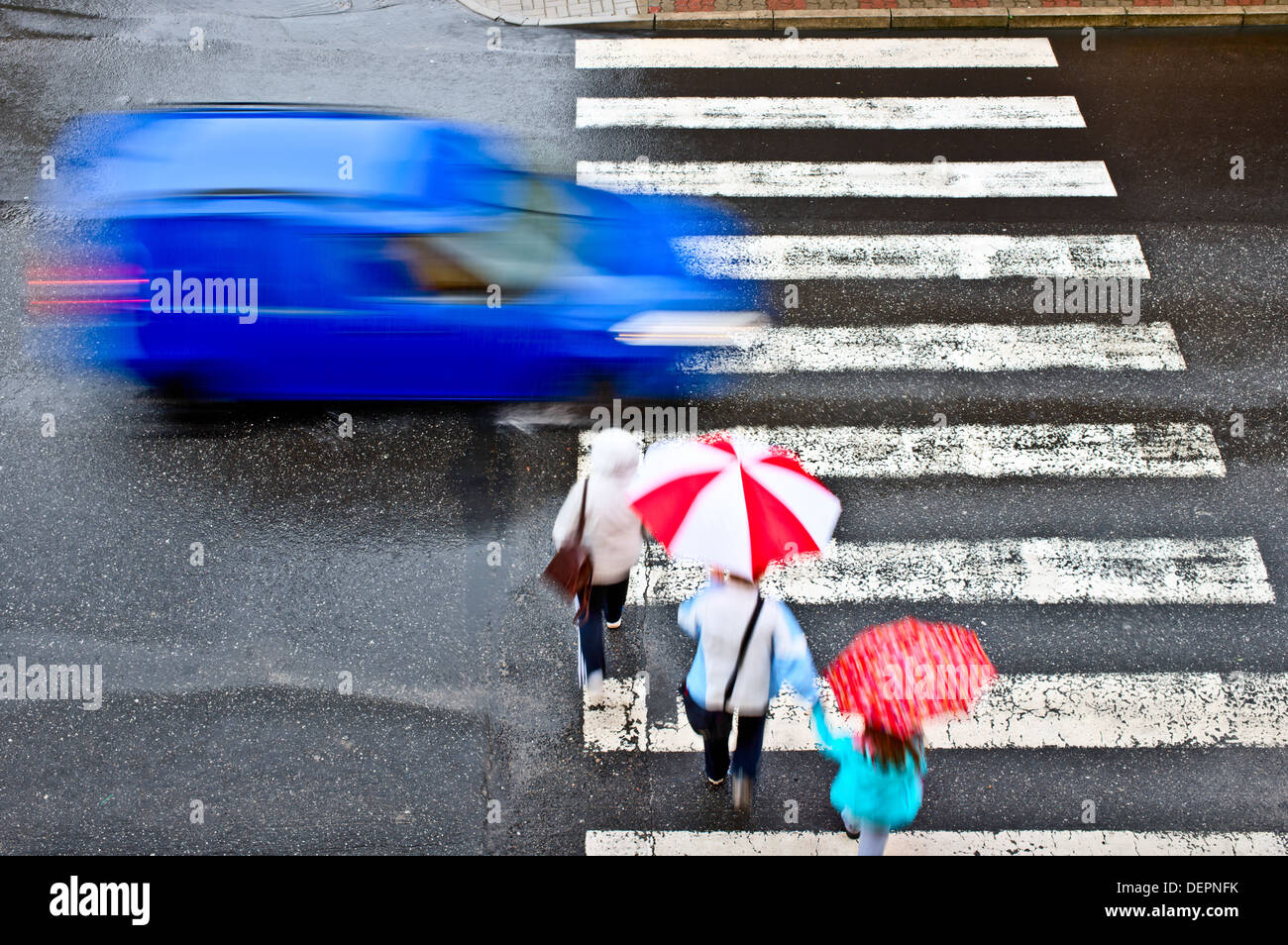 pedestrian crossing with car Stock Photo - Alamy