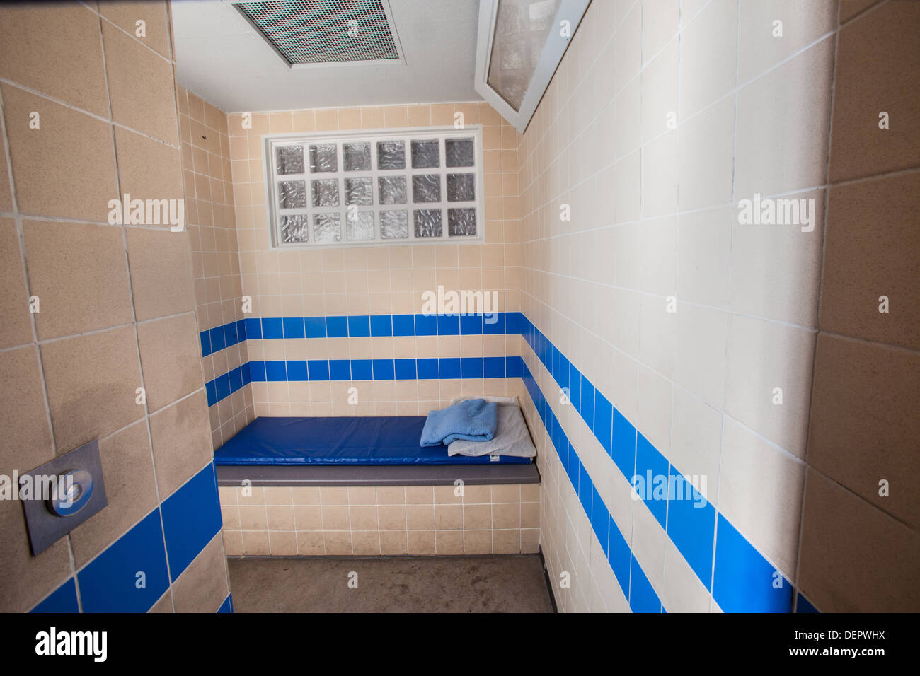 Police station custody suite and cell Stock Photo