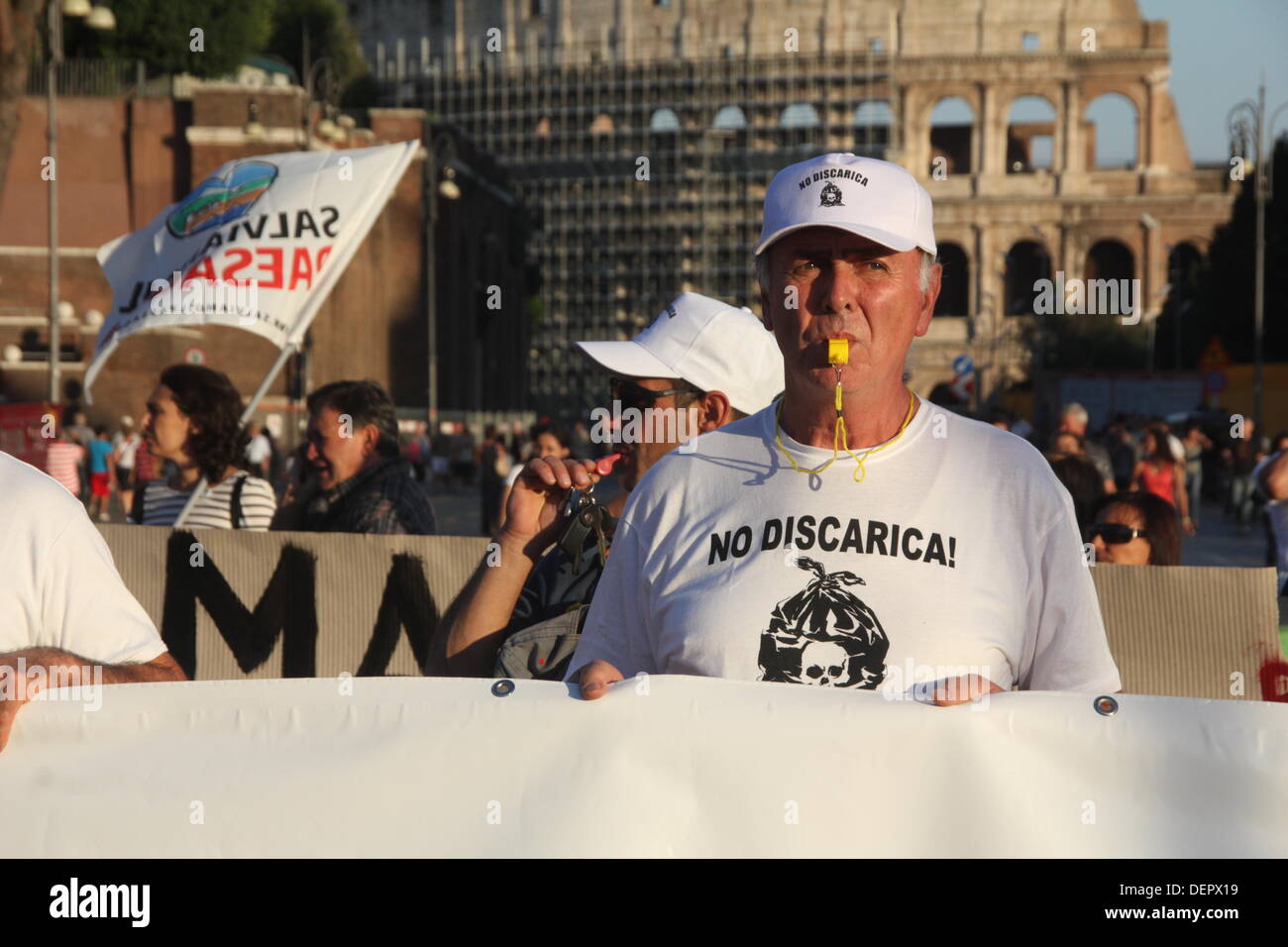 Rome, Italy. 21st Sep, 2013. Protest against the landfill site at Divino Amore Falcognana area, Rome, Italy  Credit:  Gari Wyn Williams / Alamy Live News Stock Photo