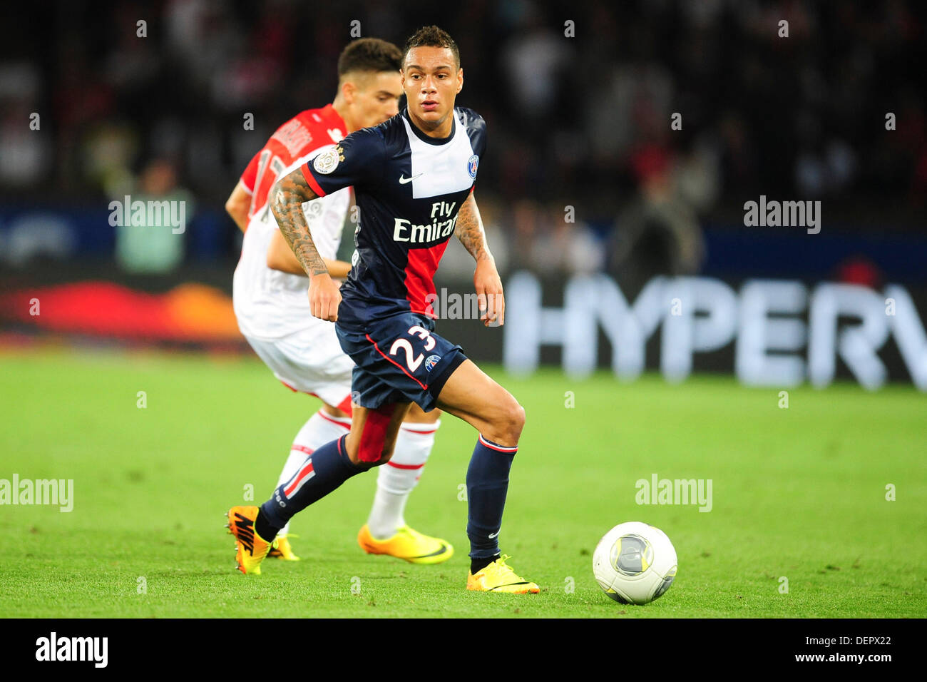 Paris, France. 22nd Sep, 2013. Gregory Van Der Wiel (PSG) during the French  Ligue One game between Paris Saint-Germain and AS Monaco from the Parc des  Princes. Credit: Action Plus Sports/Alamy Live