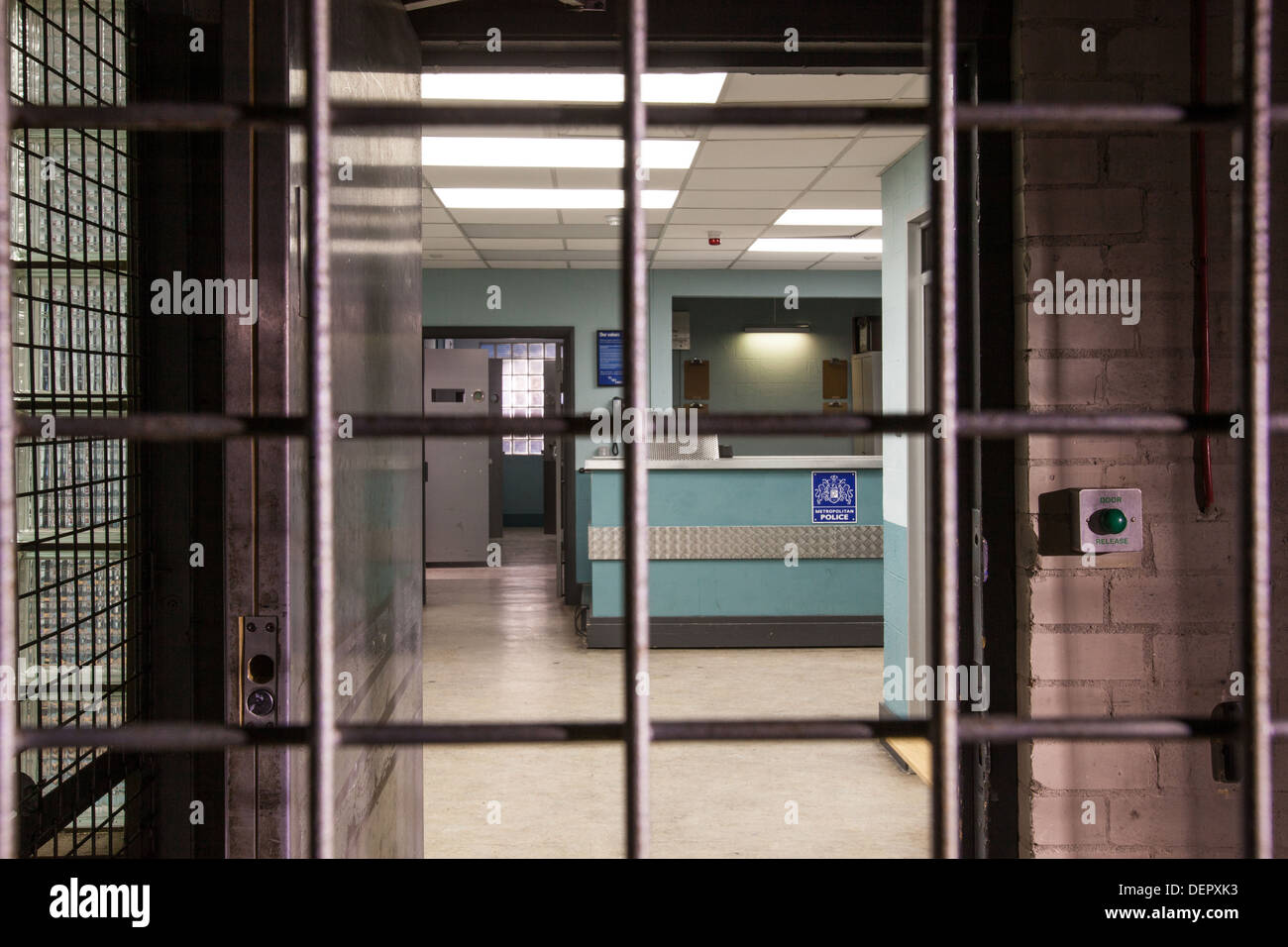 Police station custody suite and cell Stock Photo