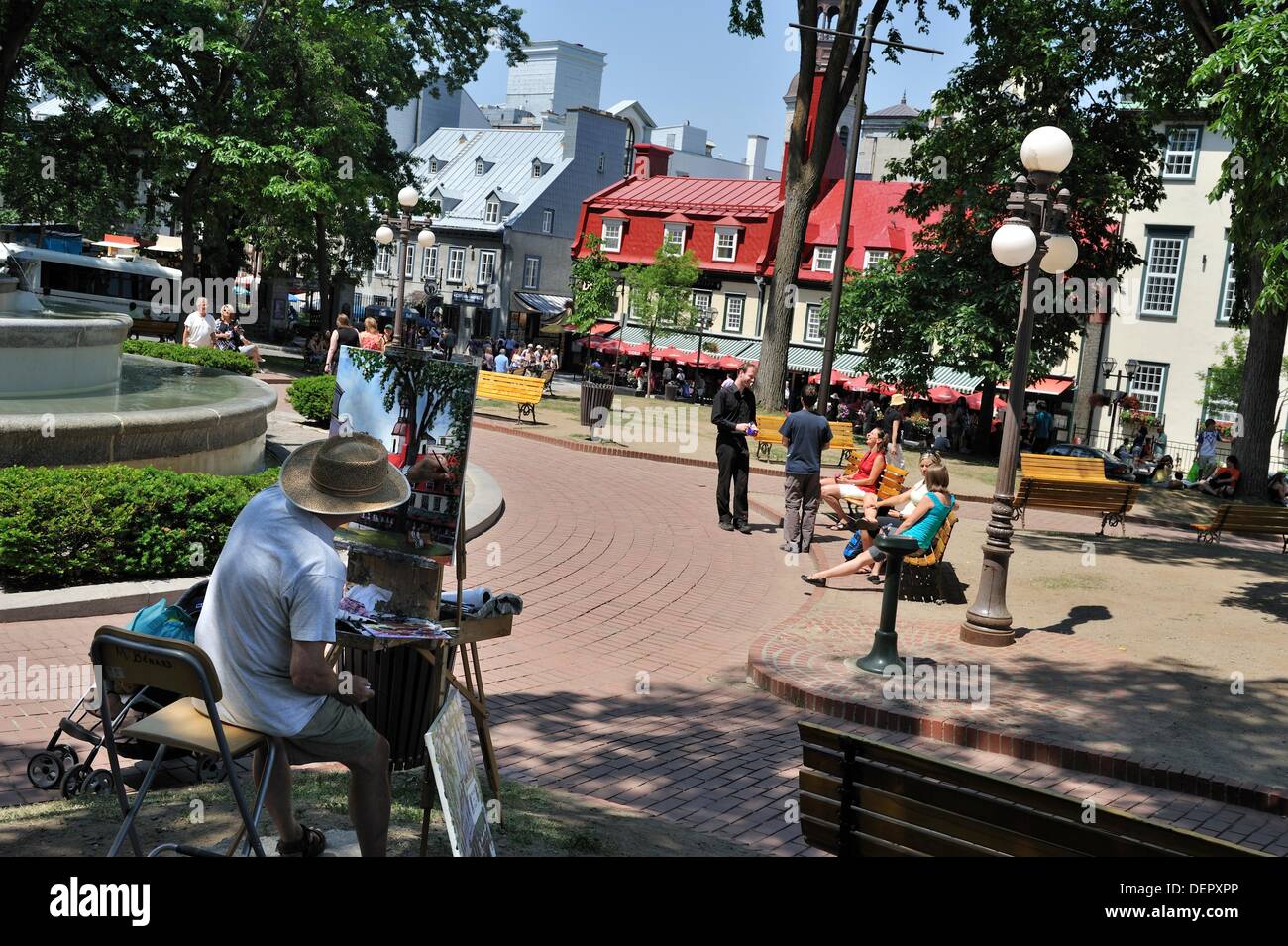 Place d´Armes, Old City, Quebec city, Province of Quebec, Canada, North America Stock Photo