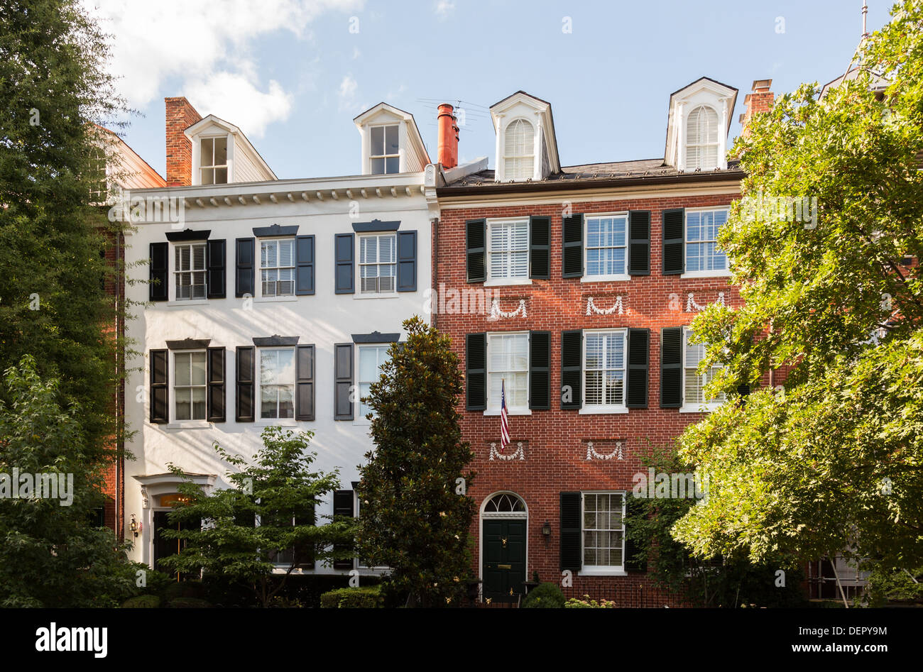 Cox's Row - group of five Federal houses, named after Colonel John Cox, mayor of Georgetown, Washington DC, USA Stock Photo