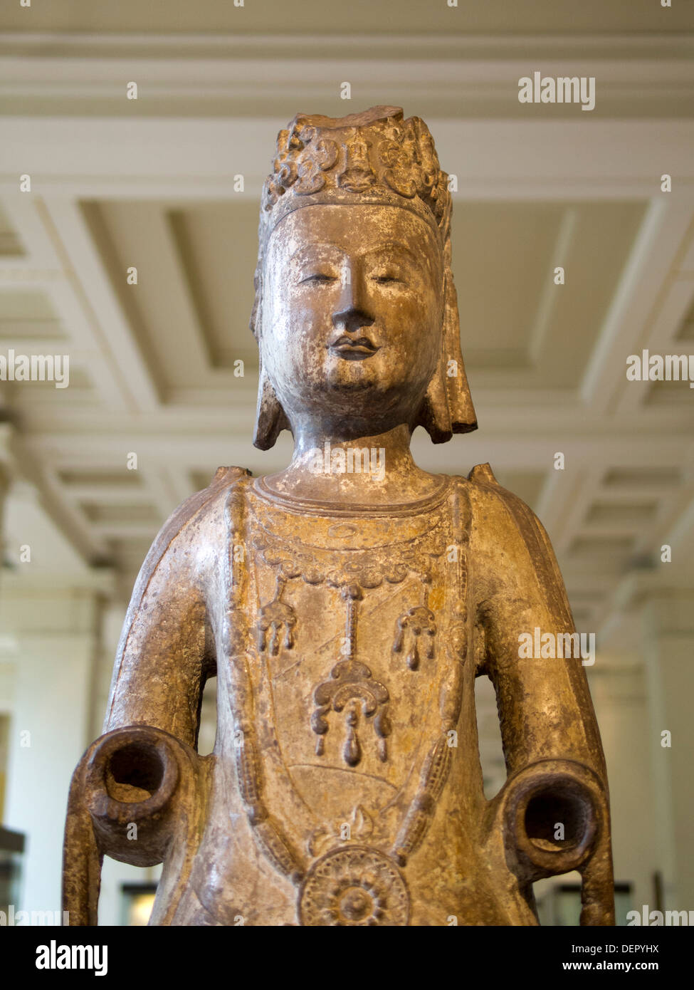 The British Museum, London - Chinese sandstone statue of a Bodhisattva 4 Stock Photo