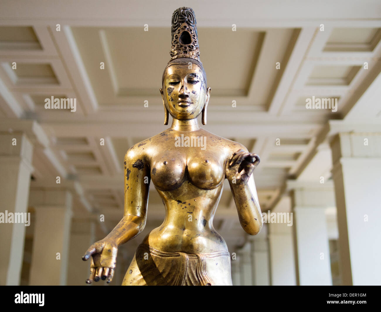 The British Museum, London - gilded bronze Sri Lankan statue of Tara, consort of Avalokitesvara 3 Stock Photo