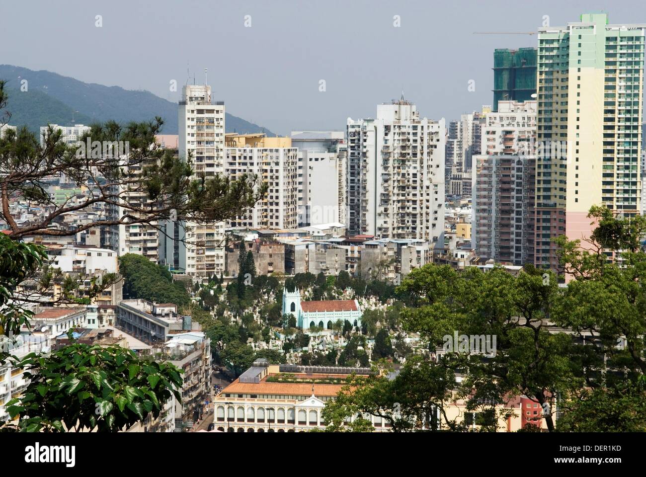 Saint Michael cemetery district and Saint Lazarus Church seen from Guia Hill,Macau,Special