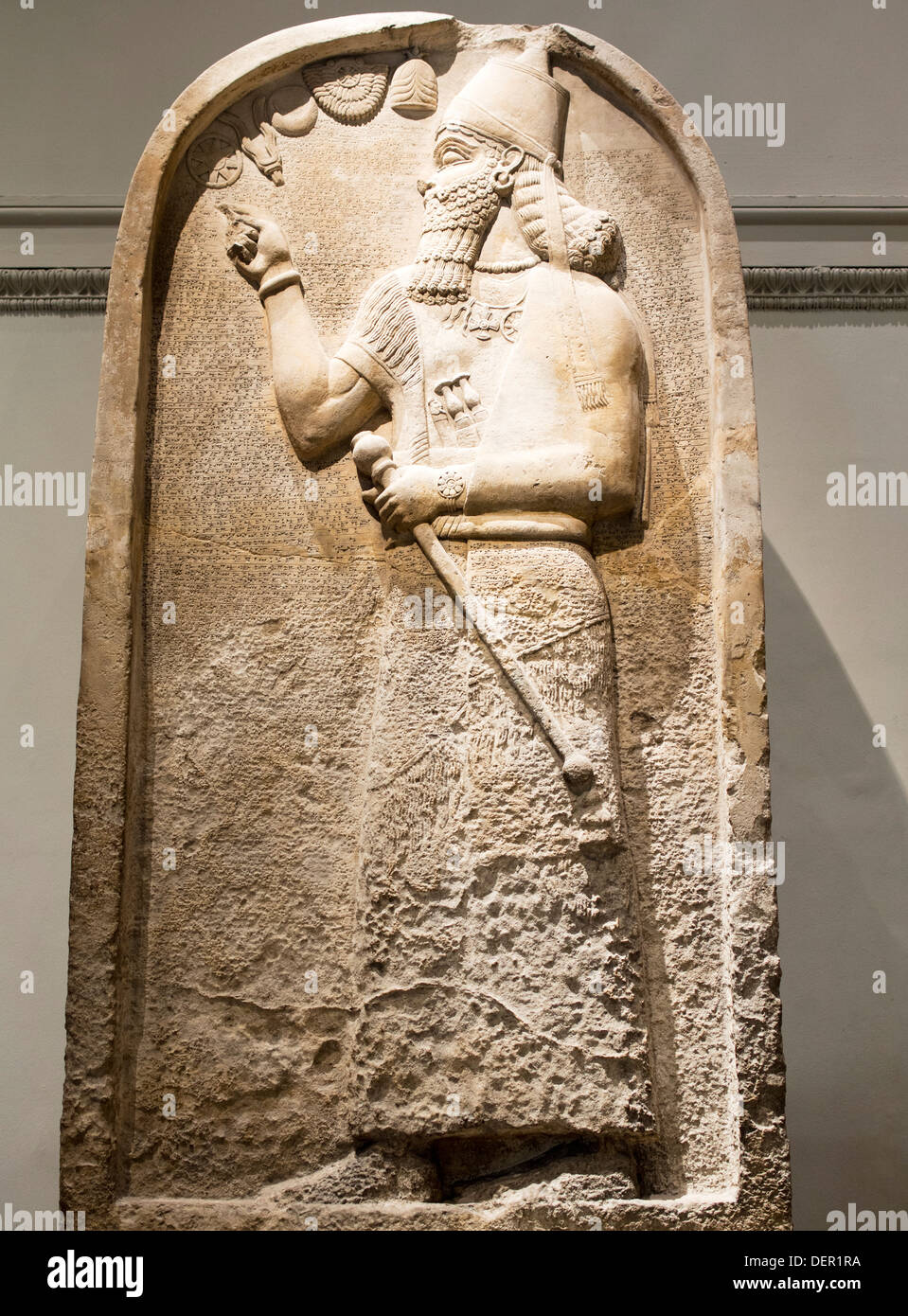 The British Museum, London - gypsum stele of the Assyrian King Ashurnasirpal 1 Stock Photo