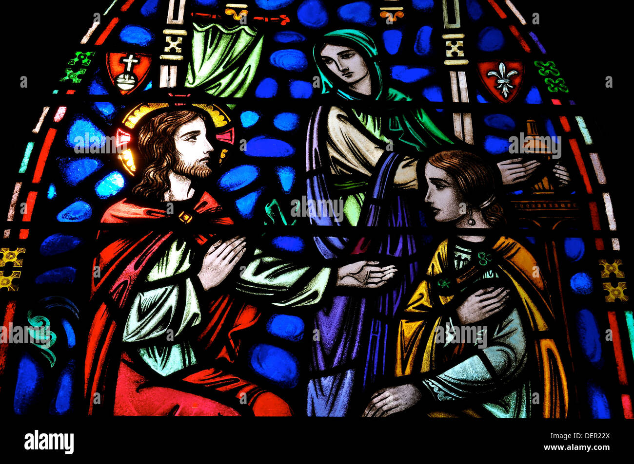 Jesus Mary Martha Stained Glass Stock Photo Alamy