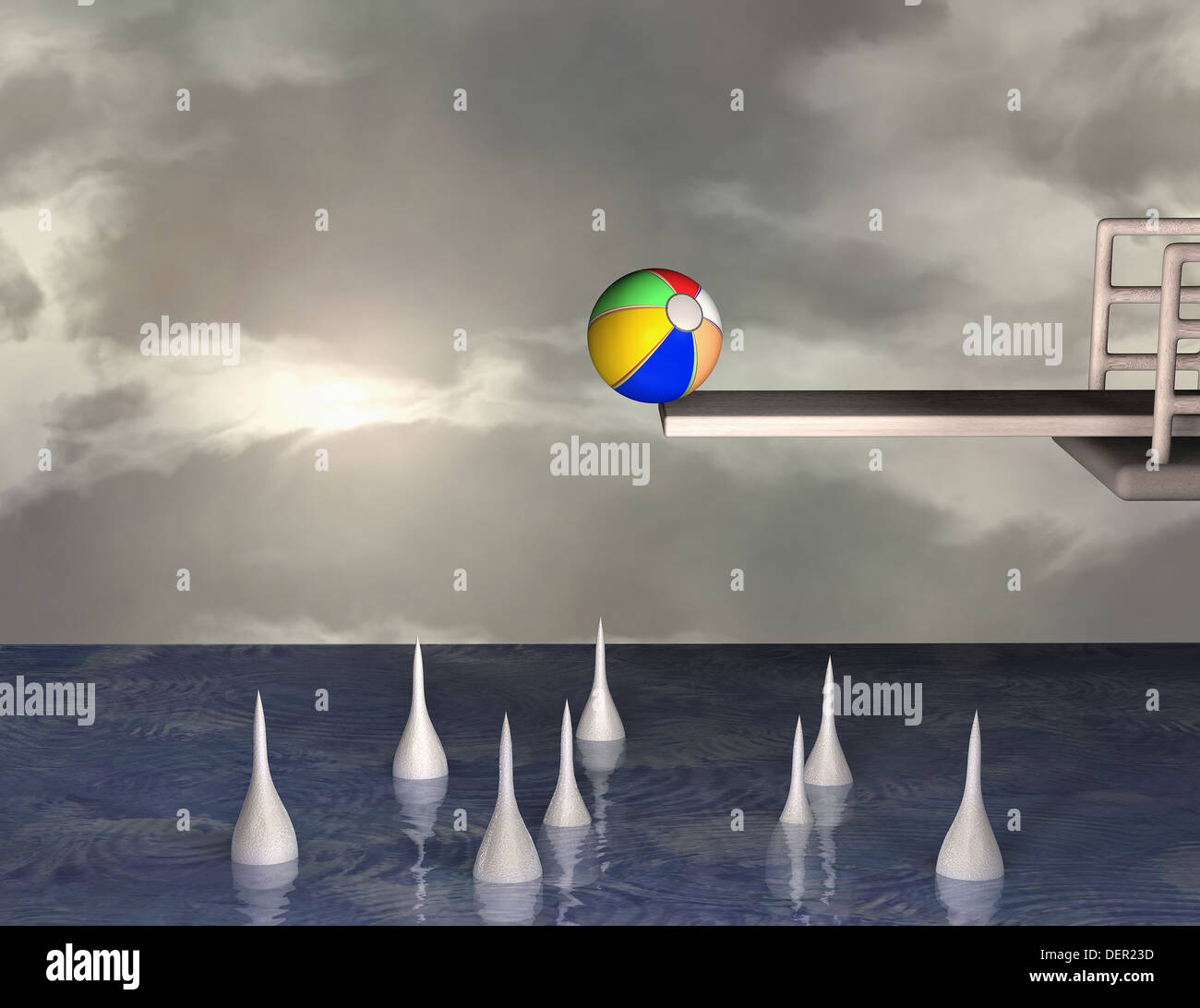 Computer graphic beach ball, danger Stock Photo Alamy