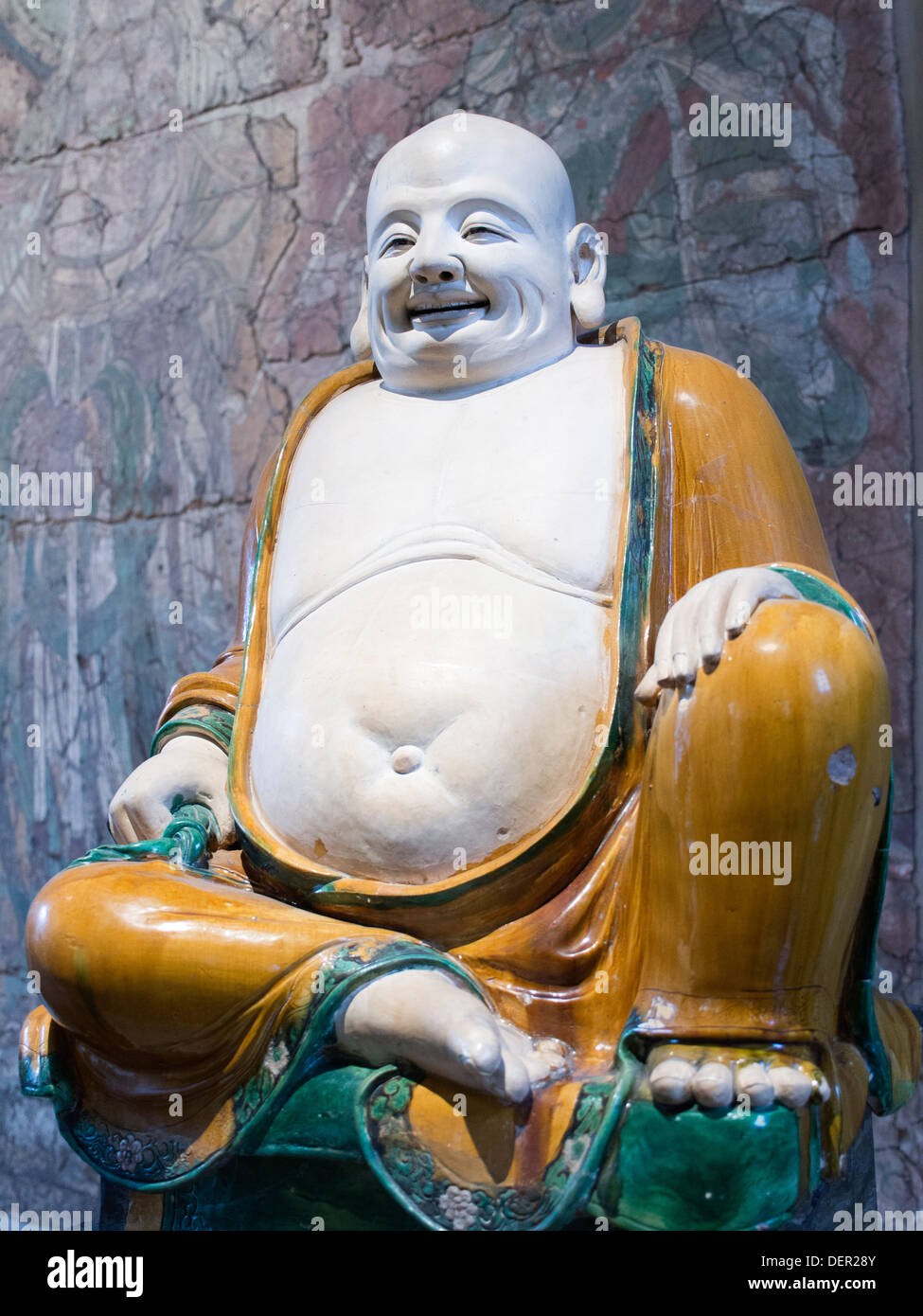The British Museum, London - Ming Dynasty stoneware ceramic figure of Budai - the fat, happy monk Stock Photo