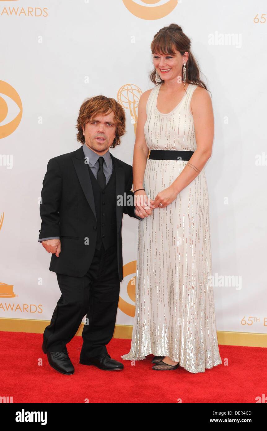 Los Angeles, CA. 22nd Sep, 2013. Peter Dinklage, Erica Schmidt at arrivals for The 65th Primetime Emmy Awards - ARRIVALS 3, Nokia Theatre L.A. Live, Los Angeles, CA September 22, 2013. Credit:  Elizabeth Goodenough/Everett Collection/Alamy Live News Stock Photo