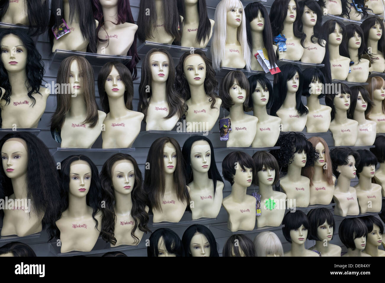 Wig Shop Mannequins Brixton Stock Photo