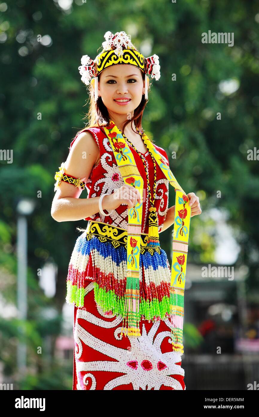 Women Dressed in Malay Traditional Costume, Malaysia Stock Photo