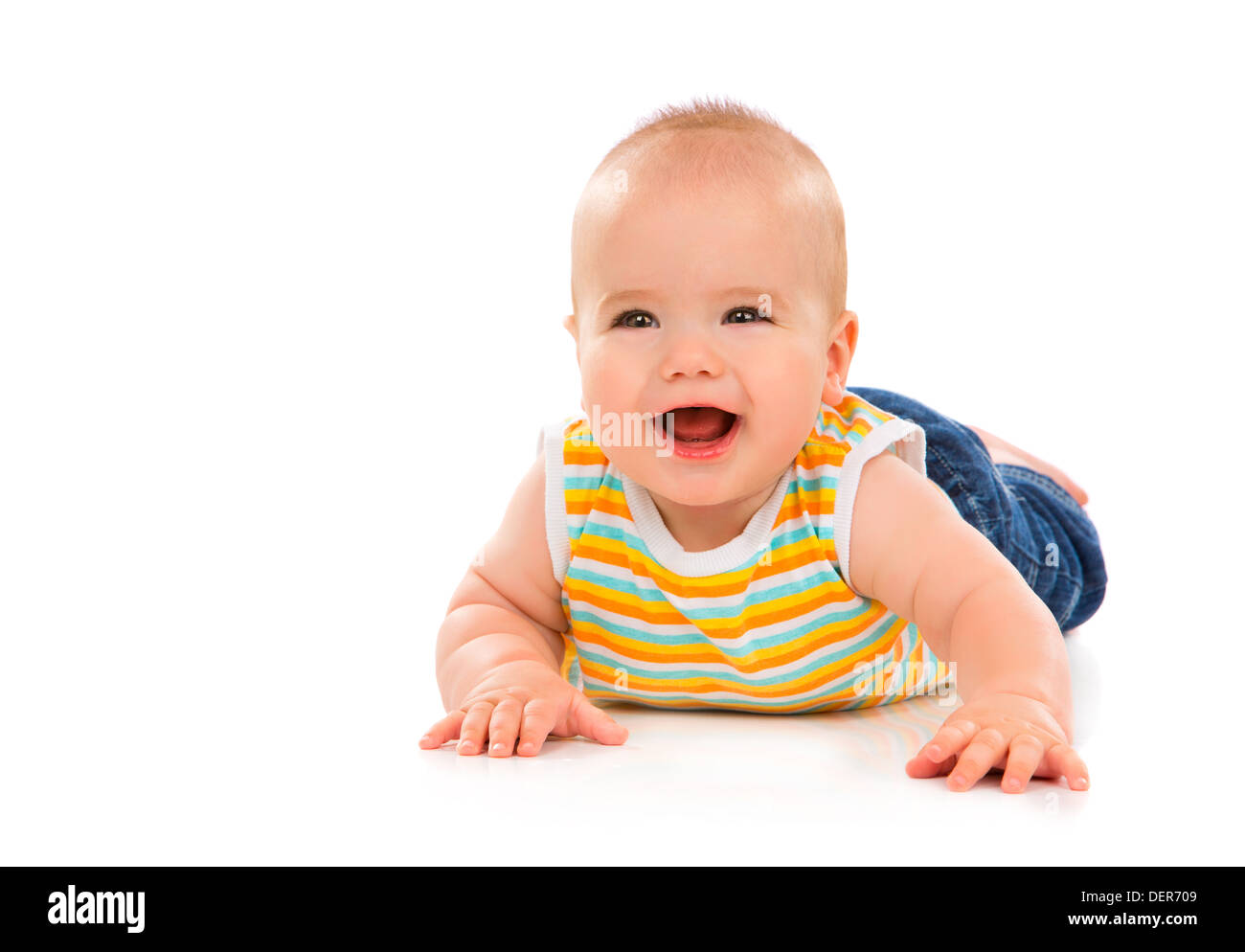 Happy Little Baby isolated on white background. Stock Photo