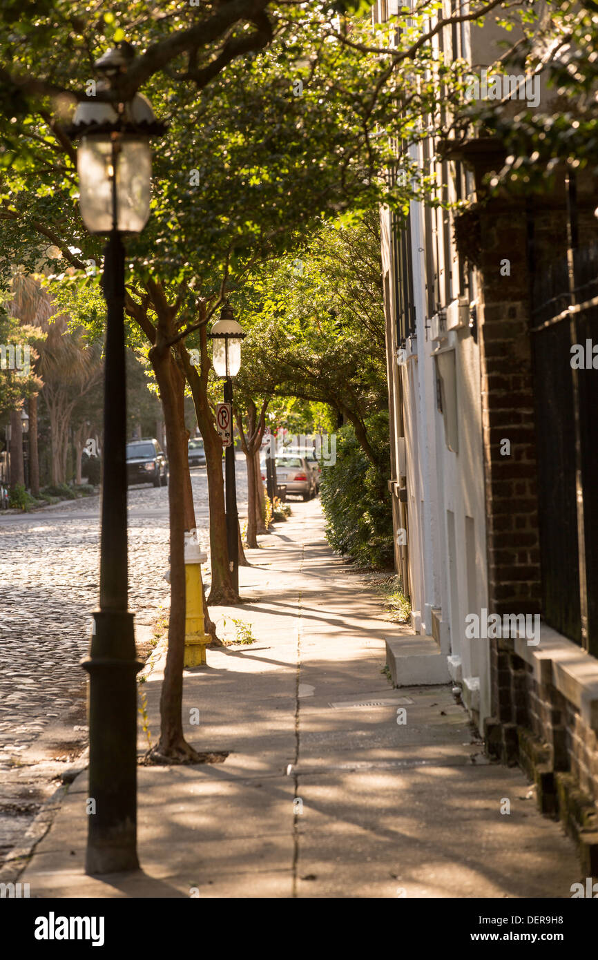 Historic cobblestone Chalmers Street in Charleston, SC Stock Photo Alamy