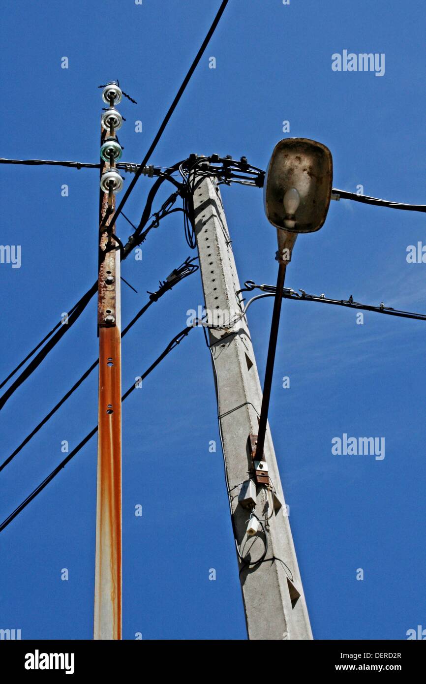lamp post, electric pole Stock Photo Alamy