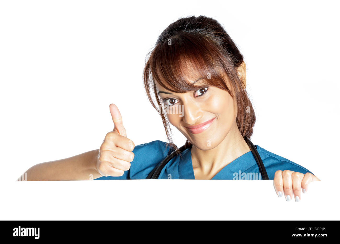 Indian adult woman thumbs up Cut Out Stock Images & Pictures - Alamy