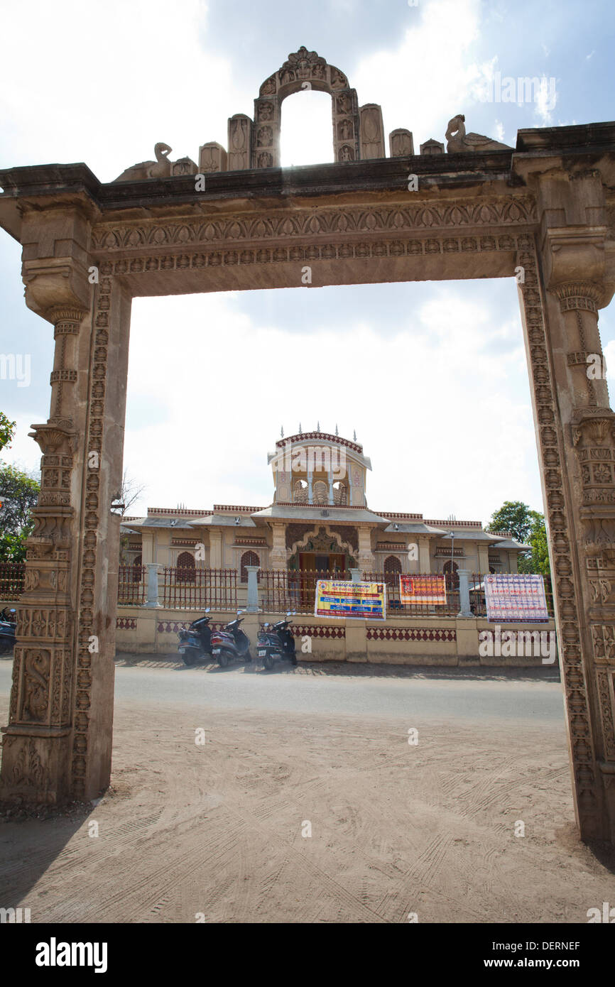 Entrance gate of a temple, Iskcon Temple, Ahmedabad, Gujarat, India