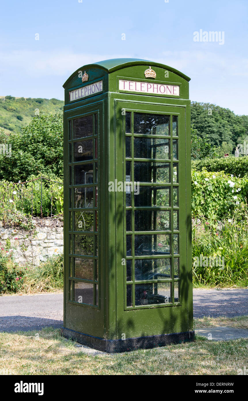 British telephone box in Portesham, Dorset, England, UK. Stock Photo