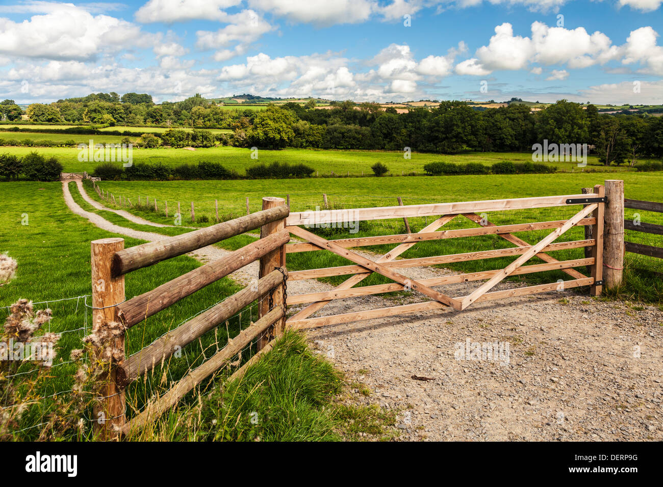 The rolling Welsh countryside in the Brecon Beacons National park near Pencelli. Stock Photo