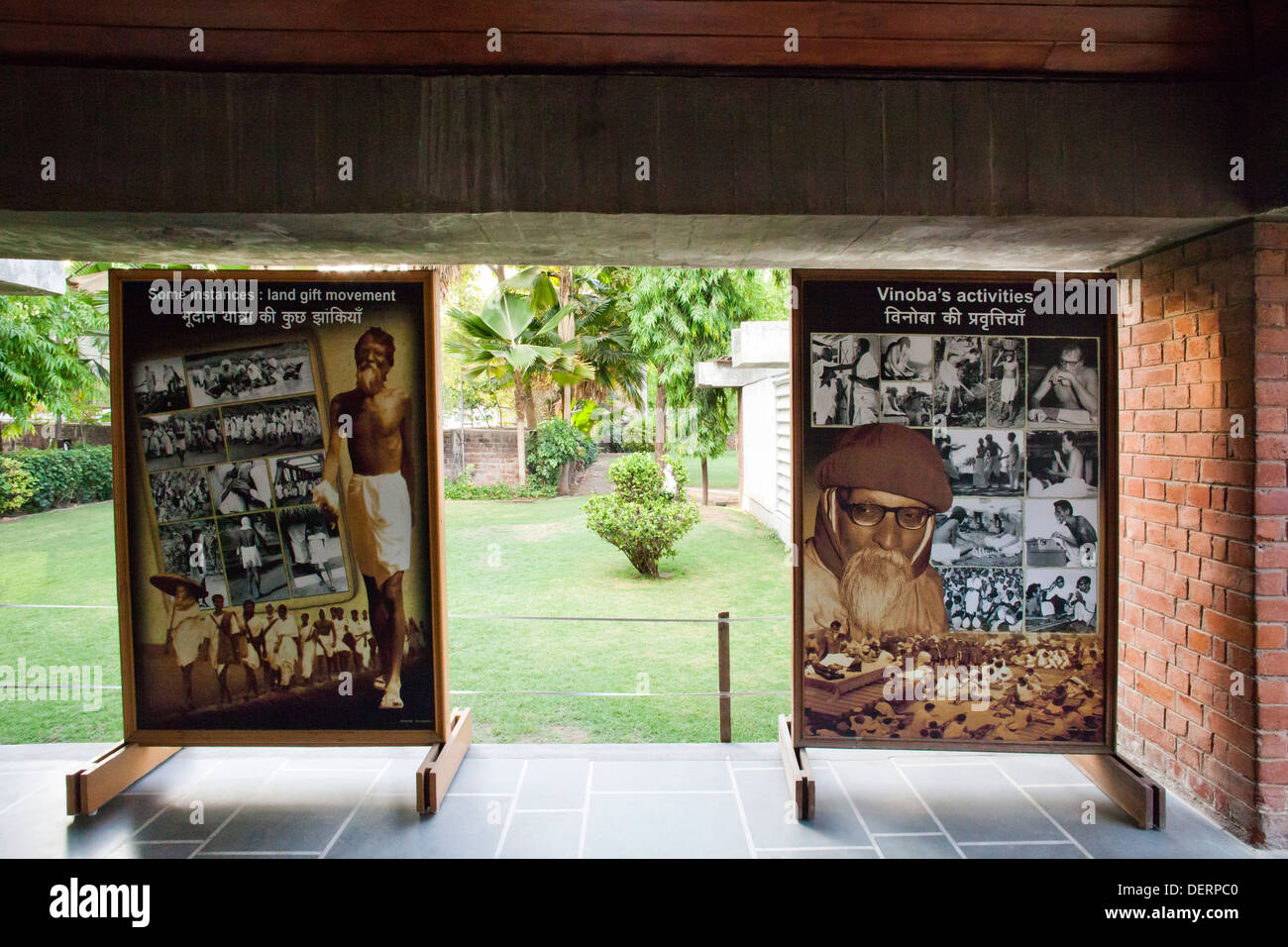 Pictures in a museum showing historic events at India's struggle for freedom, Sabarmati Ashram, Ahmedabad, Gujarat, India Stock Photo