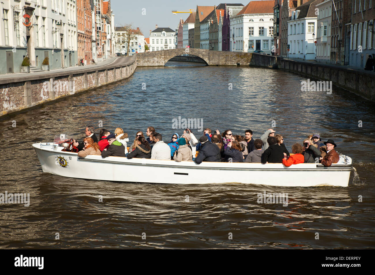 Bruges tourist boat. Stock Photo