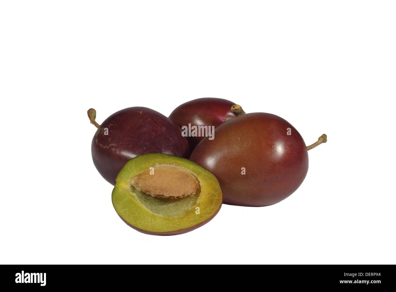 appetizing plums on white background Stock Photo