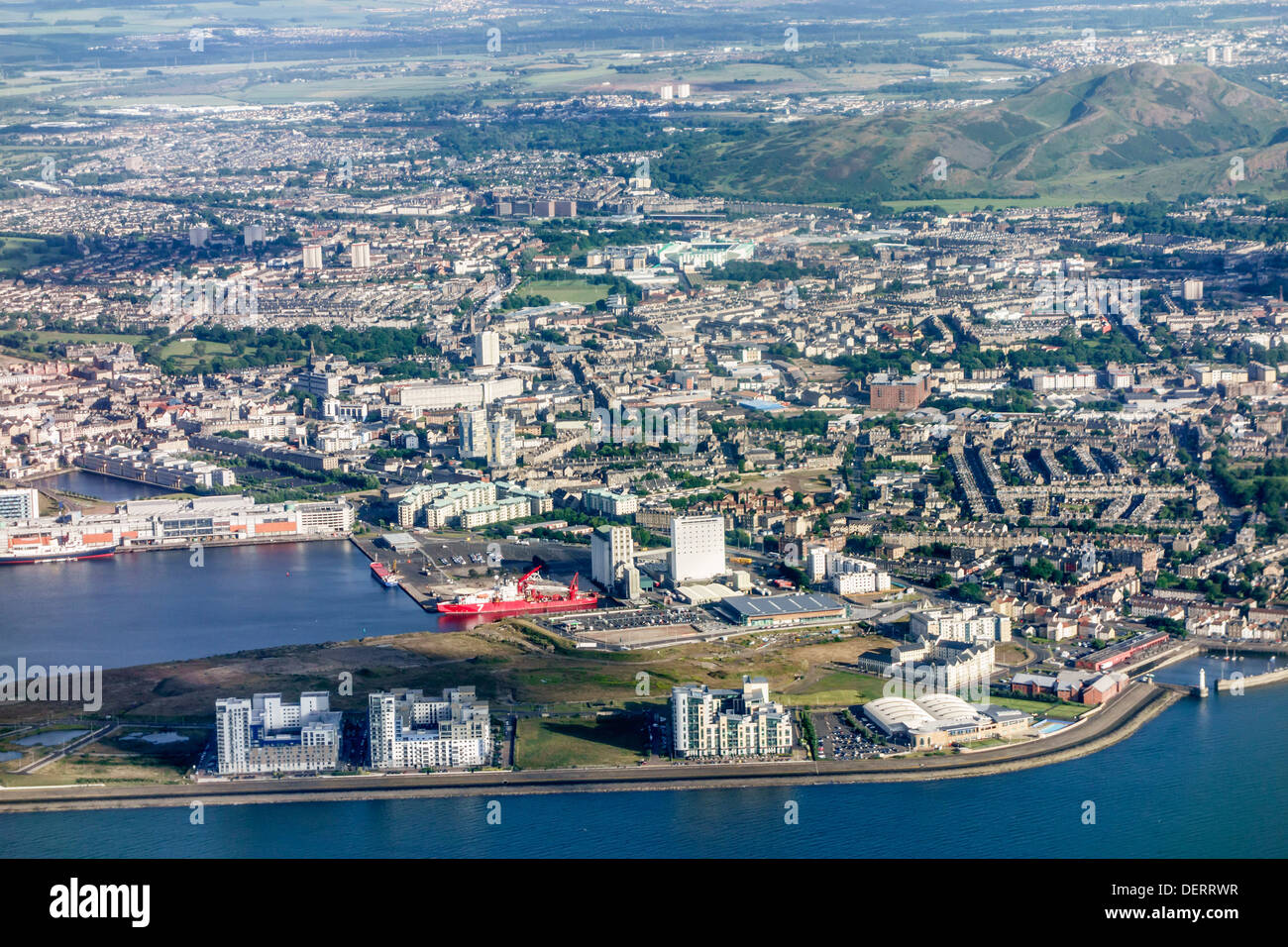 Western Harbour, housing and Leith Ocean Terminal Edinburgh cruise