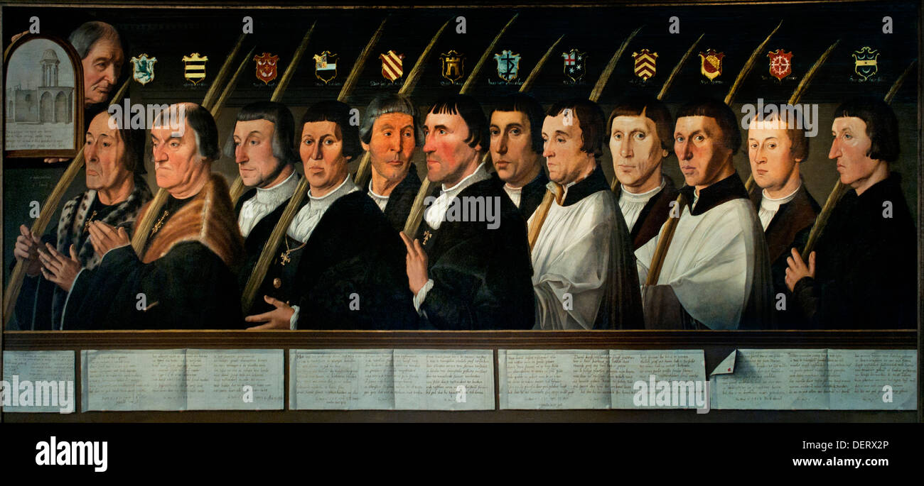 Twelve members of the Jerusalem Brotherhood of Haarlem 1527 Jan van Scorel 1495-1562 Dutch Netherlands Stock Photo