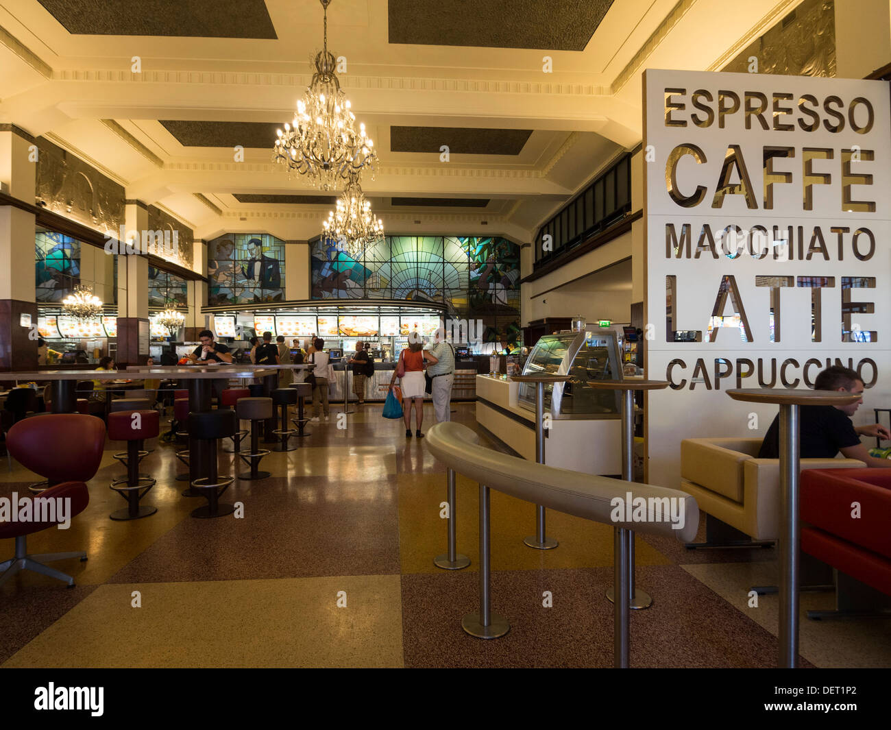 Interior view of a McDonald's located on an ancient cafe in Porto Stock ...