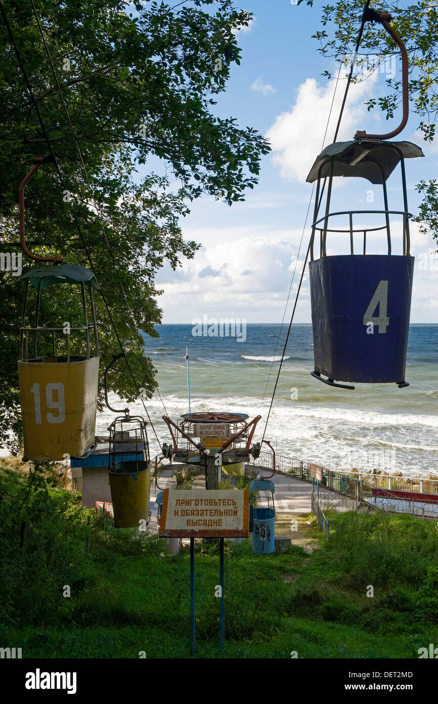 Closed ropeway to the beach, Swetlogorsk, Russia Stock Photo