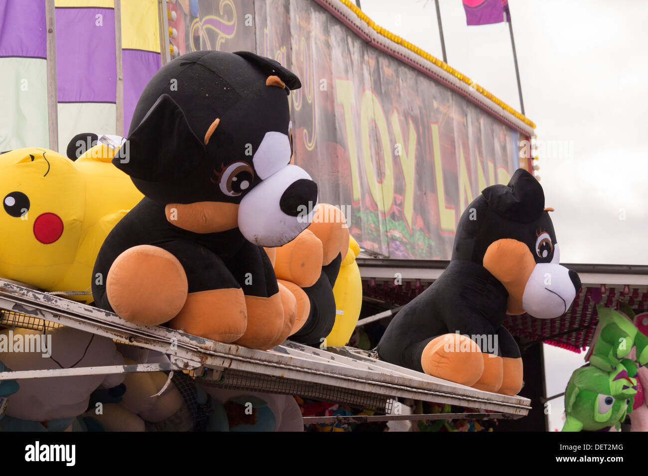 Plush Dogs and Pikachu on display at Lindsay Fair and Exhibition in Kawartha Lakes Stock Photo
