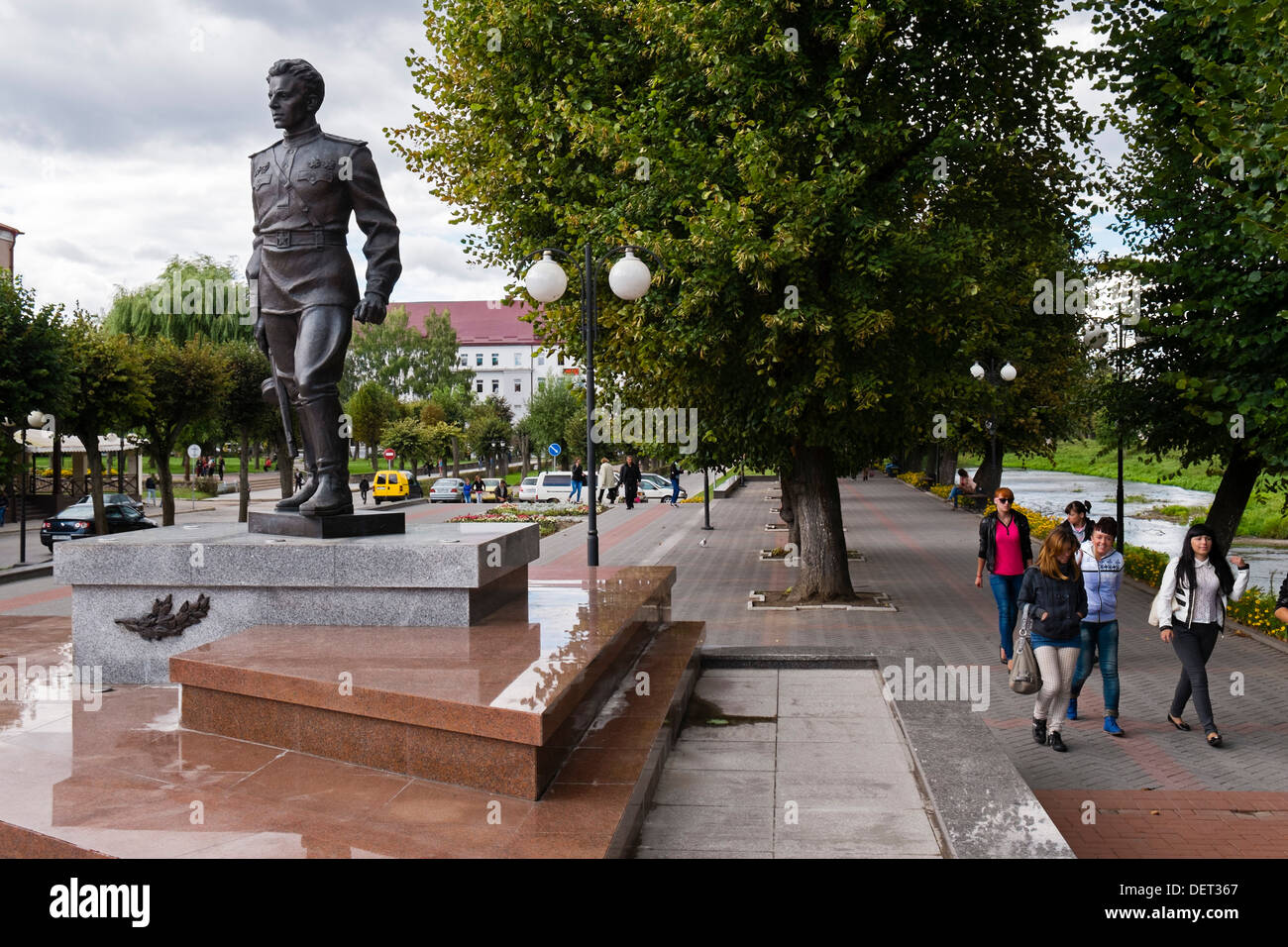 Statue of Sergej Iwanowitsch Gussew, Gussew, Kaliningrad Oblast, Russia Stock Photo