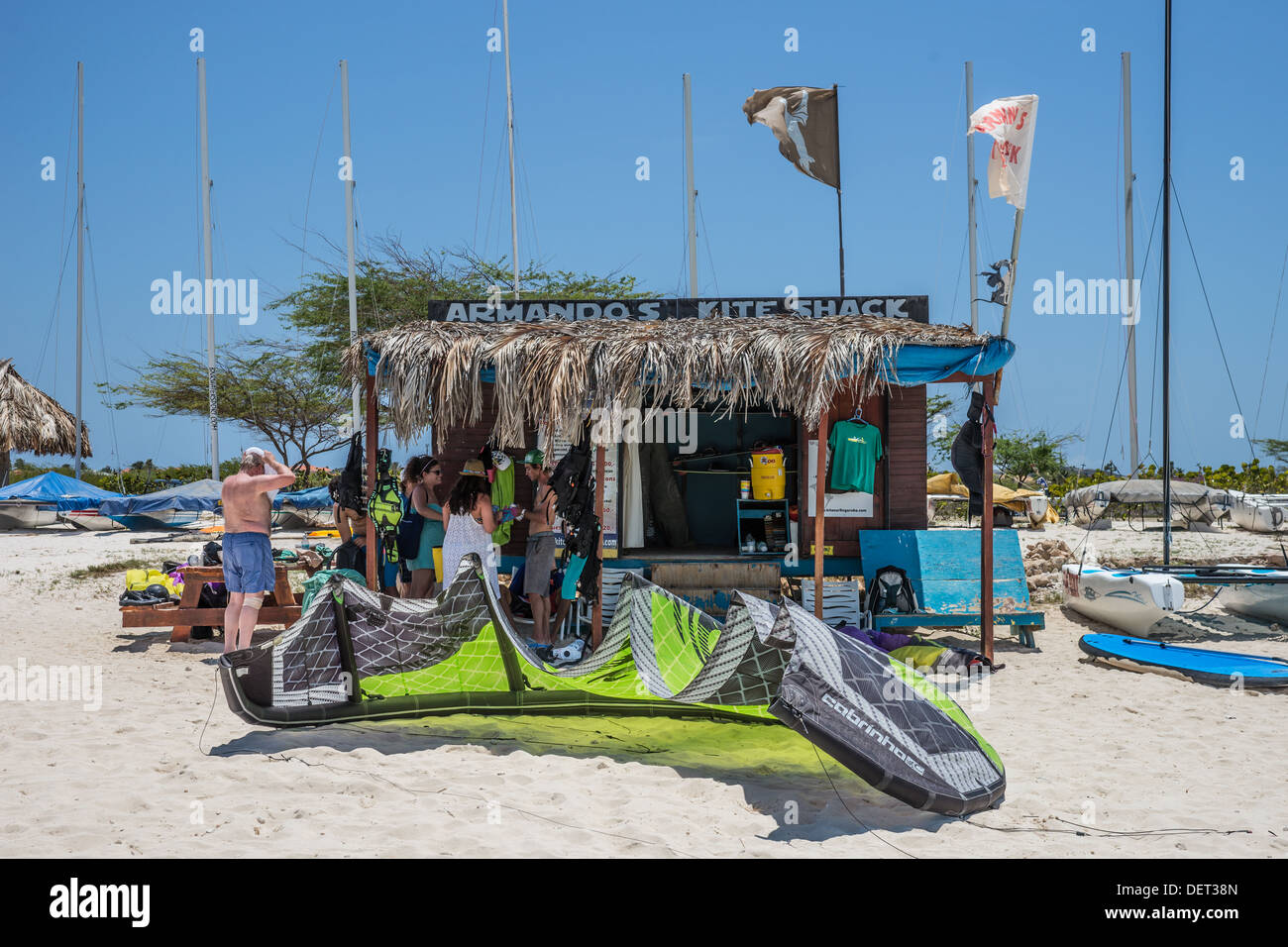 kitesurfing school at Fisherman Huts Aruba Stock Photo Alamy