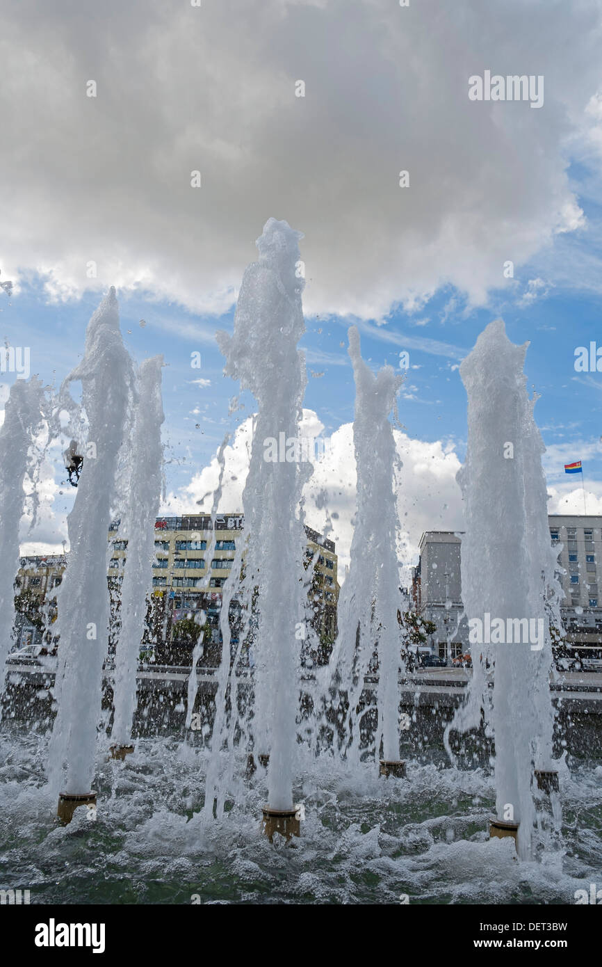 Fountain at Victory Square, Kaliningrad, Russia Stock Photo